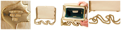 Cord Cream Leather Handbag with Gold Shoulder Strap by Kieselstein by Kieselstein - Vintage Meet Modern Vintage Jewelry - Chicago, Illinois - #oldhollywoodglamour #vintagemeetmodern #designervintage #jewelrybox #antiquejewelry #vintagejewelry