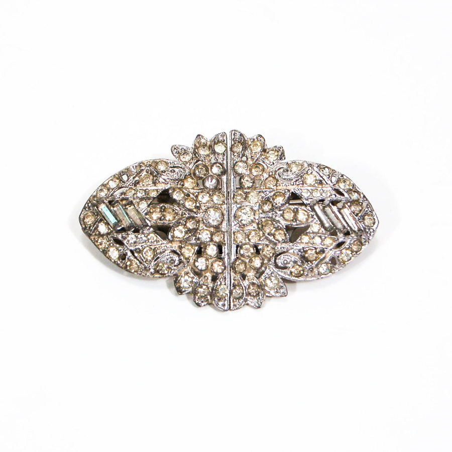 1930's Art Deco Duette Paste Rhinestone Brooch by 1930's - Vintage Meet Modern Vintage Jewelry - Chicago, Illinois - #oldhollywoodglamour #vintagemeetmodern #designervintage #jewelrybox #antiquejewelry #vintagejewelry