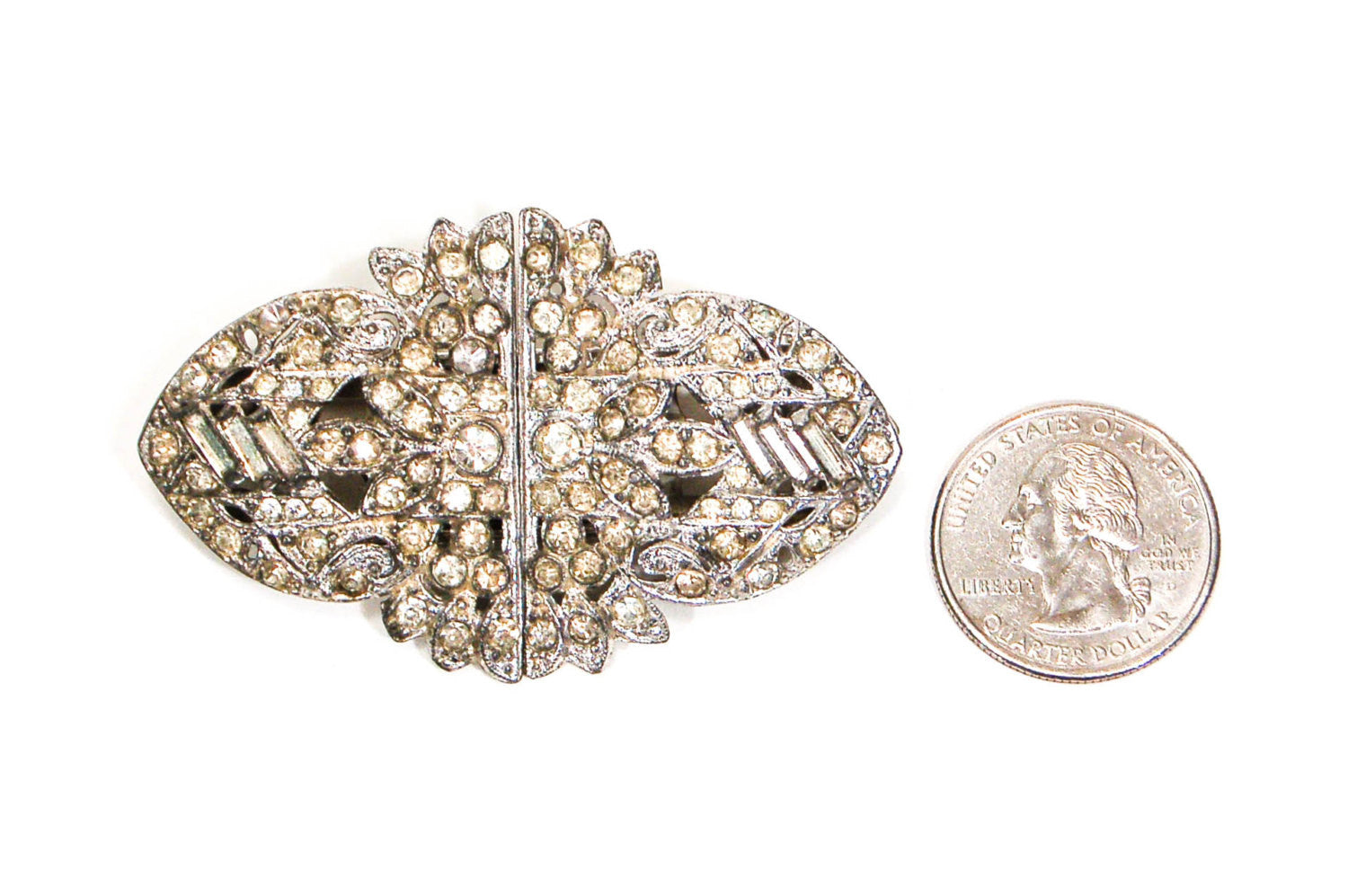 1930's Art Deco Duette Paste Rhinestone Brooch by 1930's - Vintage Meet Modern Vintage Jewelry - Chicago, Illinois - #oldhollywoodglamour #vintagemeetmodern #designervintage #jewelrybox #antiquejewelry #vintagejewelry