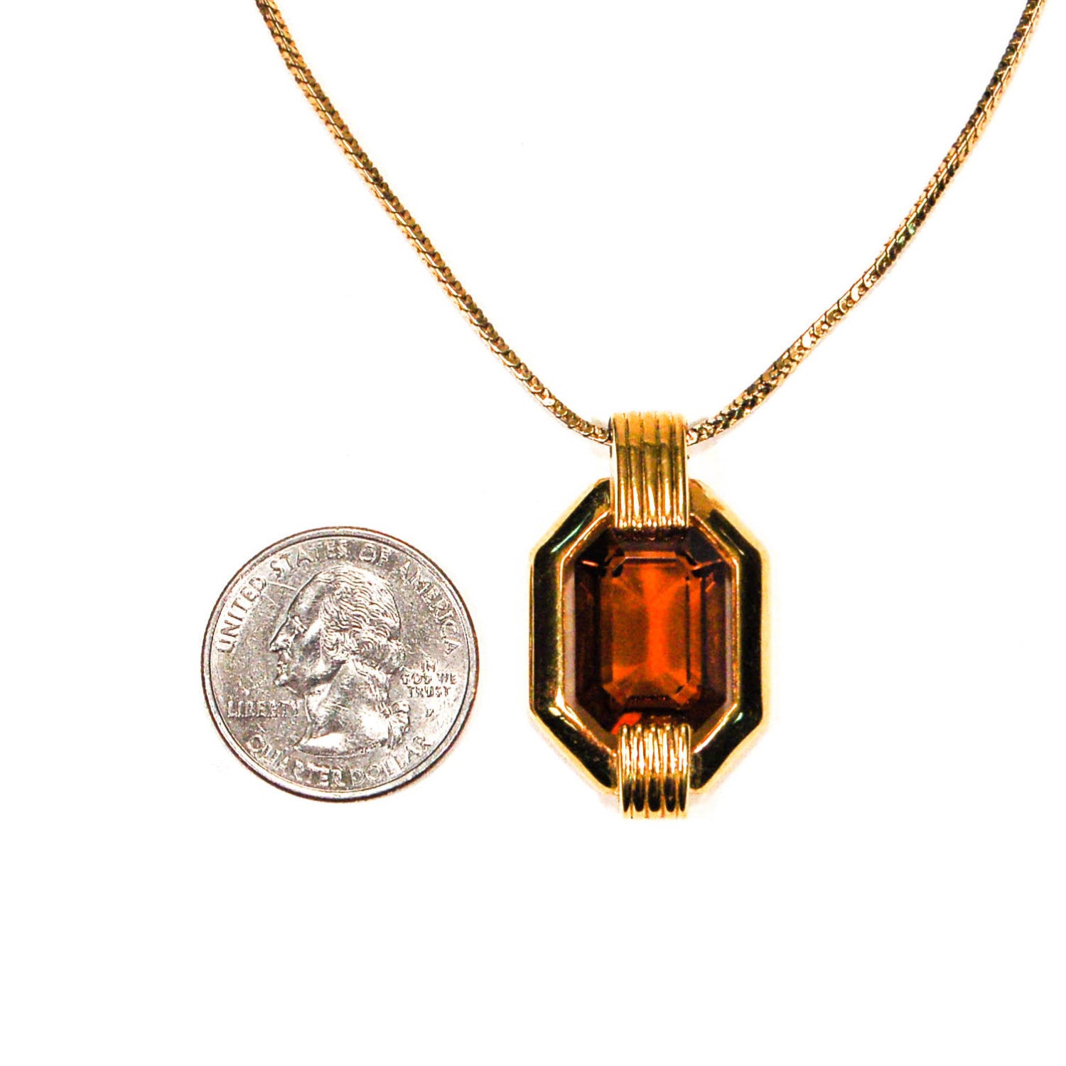 Octagonal Smokey Topaz Necklace by Monet by Monet - Vintage Meet Modern Vintage Jewelry - Chicago, Illinois - #oldhollywoodglamour #vintagemeetmodern #designervintage #jewelrybox #antiquejewelry #vintagejewelry