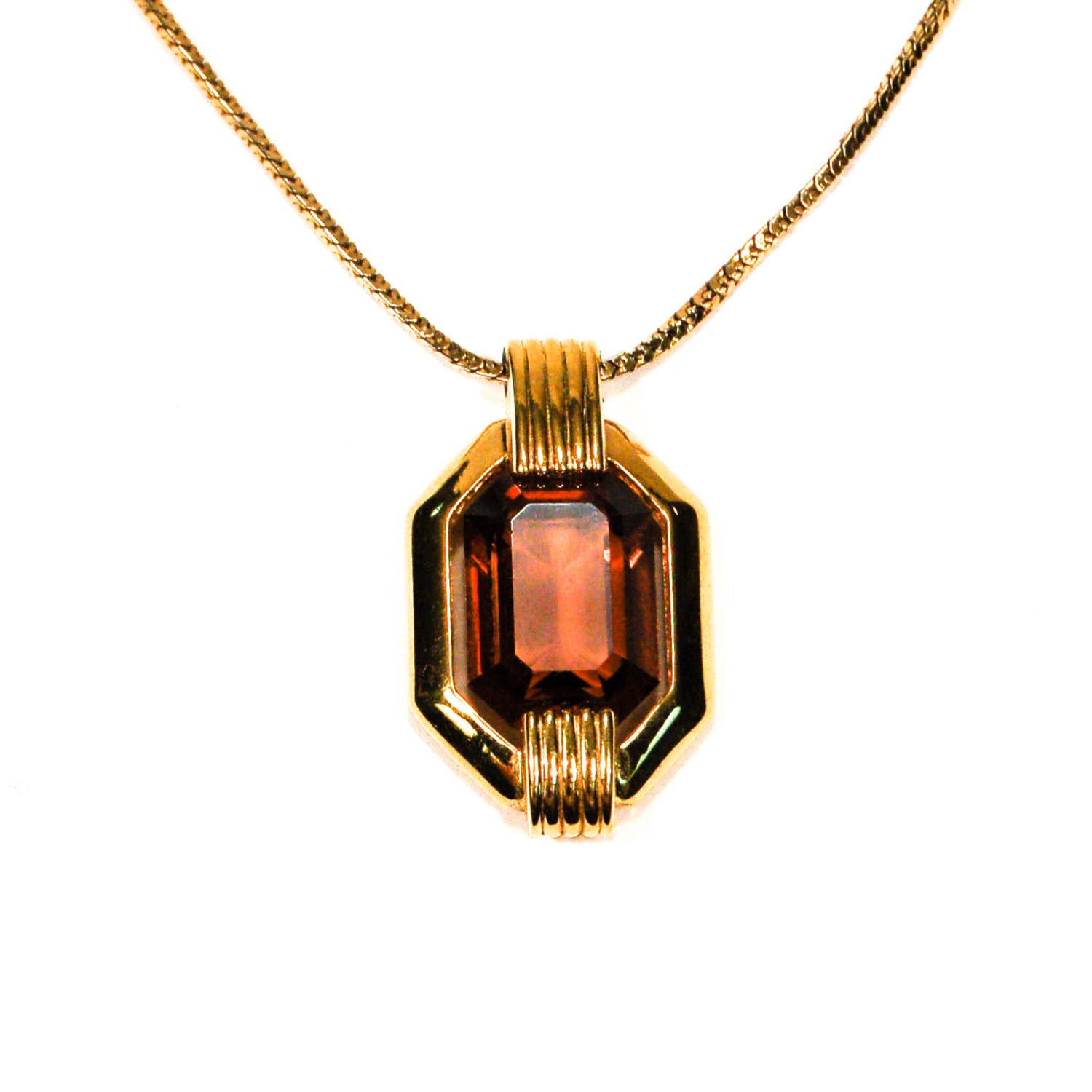 Octagonal Smokey Topaz Necklace by Monet by Monet - Vintage Meet Modern Vintage Jewelry - Chicago, Illinois - #oldhollywoodglamour #vintagemeetmodern #designervintage #jewelrybox #antiquejewelry #vintagejewelry
