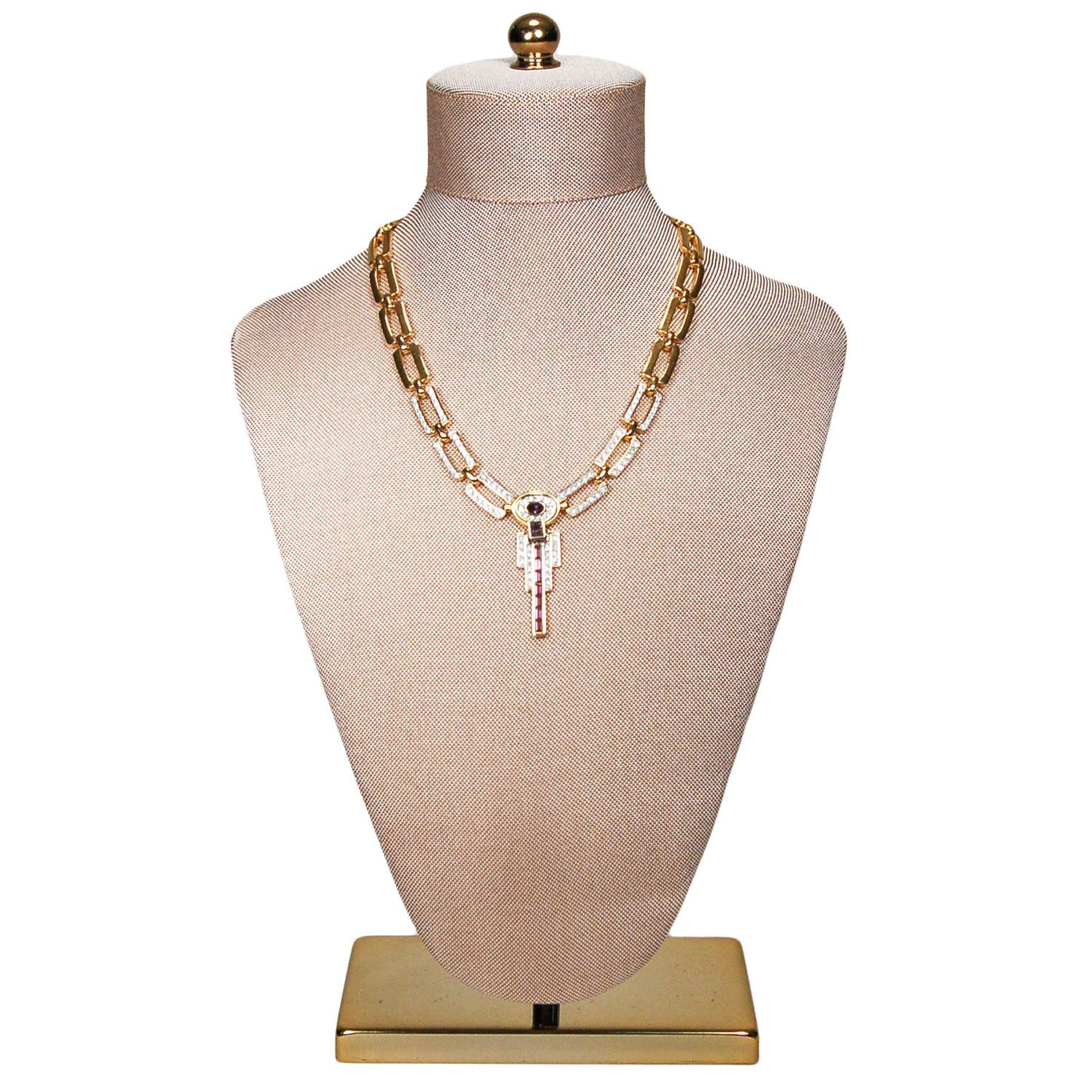 1980's Geometric Amethyst Crystal Necklace by 1980s - Vintage Meet Modern Vintage Jewelry - Chicago, Illinois - #oldhollywoodglamour #vintagemeetmodern #designervintage #jewelrybox #antiquejewelry #vintagejewelry