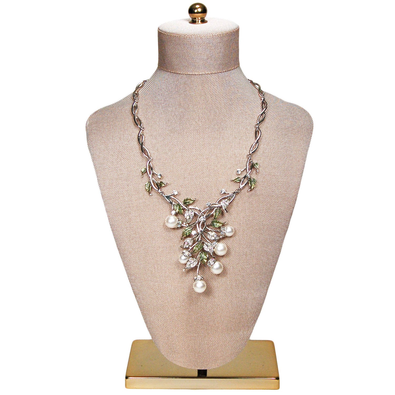 Floral Pearl and Rhinestone Bib Necklace by Adrienne by Adrienne - Vintage Meet Modern Vintage Jewelry - Chicago, Illinois - #oldhollywoodglamour #vintagemeetmodern #designervintage #jewelrybox #antiquejewelry #vintagejewelry