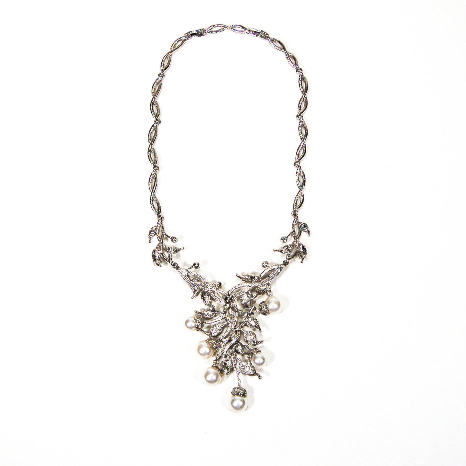 Floral Pearl and Rhinestone Bib Necklace by Adrienne by Adrienne - Vintage Meet Modern Vintage Jewelry - Chicago, Illinois - #oldhollywoodglamour #vintagemeetmodern #designervintage #jewelrybox #antiquejewelry #vintagejewelry