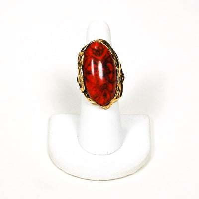 Adjustable Faux Coral Red Statement Ring by 1960s Vintage - Vintage Meet Modern Vintage Jewelry - Chicago, Illinois - #oldhollywoodglamour #vintagemeetmodern #designervintage #jewelrybox #antiquejewelry #vintagejewelry