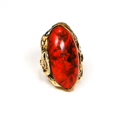 Adjustable Faux Coral Red Statement Ring by 1960s Vintage - Vintage Meet Modern Vintage Jewelry - Chicago, Illinois - #oldhollywoodglamour #vintagemeetmodern #designervintage #jewelrybox #antiquejewelry #vintagejewelry