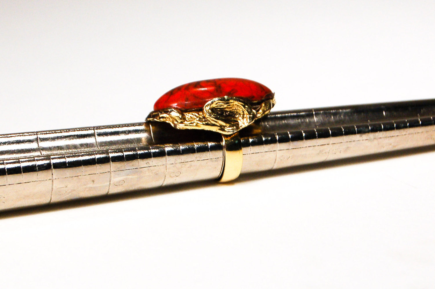 Adjustable Faux Coral Red Statement Ring by 1960s Vintage - Vintage Meet Modern Vintage Jewelry - Chicago, Illinois - #oldhollywoodglamour #vintagemeetmodern #designervintage #jewelrybox #antiquejewelry #vintagejewelry