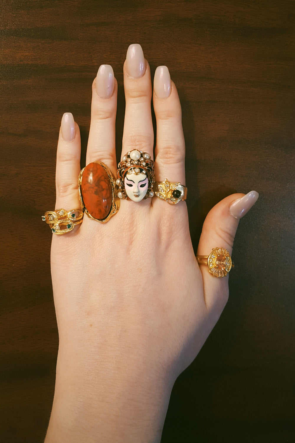 Adjustable Faux Coral Red Statement Ring by 1960s Vintage - Vintage Meet Modern Vintage Jewelry - Chicago, Illinois - #oldhollywoodglamour #vintagemeetmodern #designervintage #jewelrybox #antiquejewelry #vintagejewelry