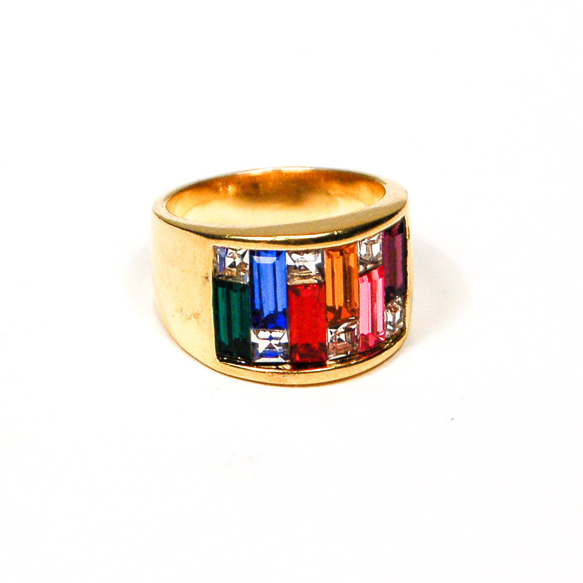 1980's Rainbow Rhinestone Band Ring