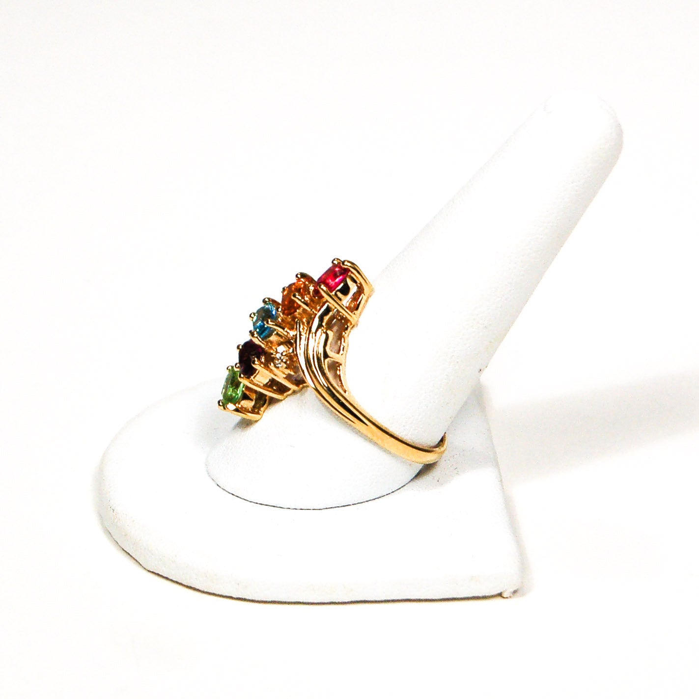 1980's 18kt Gold Vermeil Rainbow Gemstone Ring by 1980s - Vintage Meet Modern Vintage Jewelry - Chicago, Illinois - #oldhollywoodglamour #vintagemeetmodern #designervintage #jewelrybox #antiquejewelry #vintagejewelry