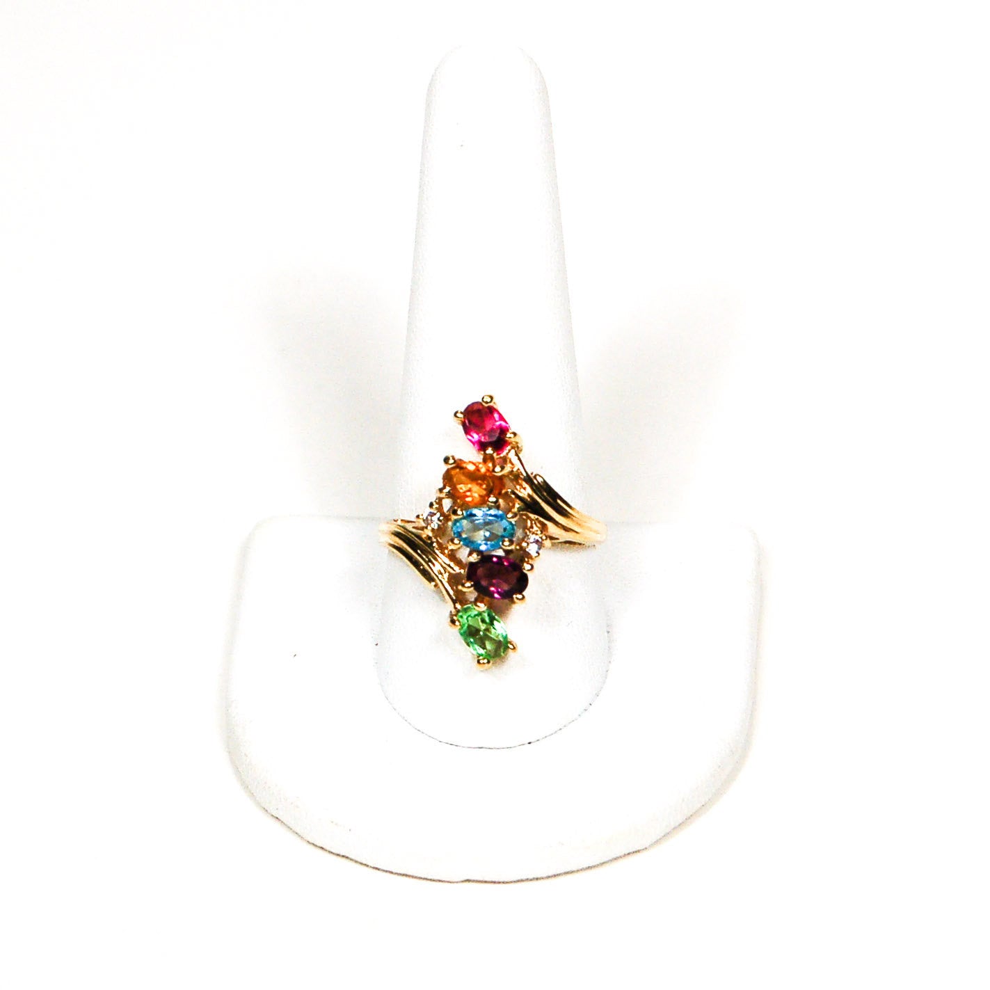 1980's 18kt Gold Vermeil Rainbow Gemstone Ring by 1980s - Vintage Meet Modern Vintage Jewelry - Chicago, Illinois - #oldhollywoodglamour #vintagemeetmodern #designervintage #jewelrybox #antiquejewelry #vintagejewelry