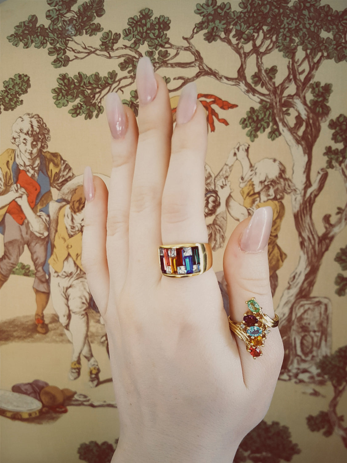 1980's 18kt Gold Vermeil Rainbow Gemstone Ring by 1980s - Vintage Meet Modern Vintage Jewelry - Chicago, Illinois - #oldhollywoodglamour #vintagemeetmodern #designervintage #jewelrybox #antiquejewelry #vintagejewelry
