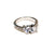 Silver Tone Engagement Ring with Cubic Zirconia Hearts
