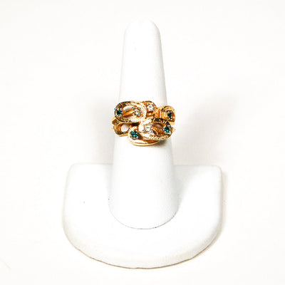 1950's Geometric Emerald Green and Rhinestone Ring by 1950's - Vintage Meet Modern Vintage Jewelry - Chicago, Illinois - #oldhollywoodglamour #vintagemeetmodern #designervintage #jewelrybox #antiquejewelry #vintagejewelry