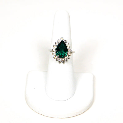 1980's Pear Shape Emerald CZ Cocktail Ring by 1980s - Vintage Meet Modern Vintage Jewelry - Chicago, Illinois - #oldhollywoodglamour #vintagemeetmodern #designervintage #jewelrybox #antiquejewelry #vintagejewelry