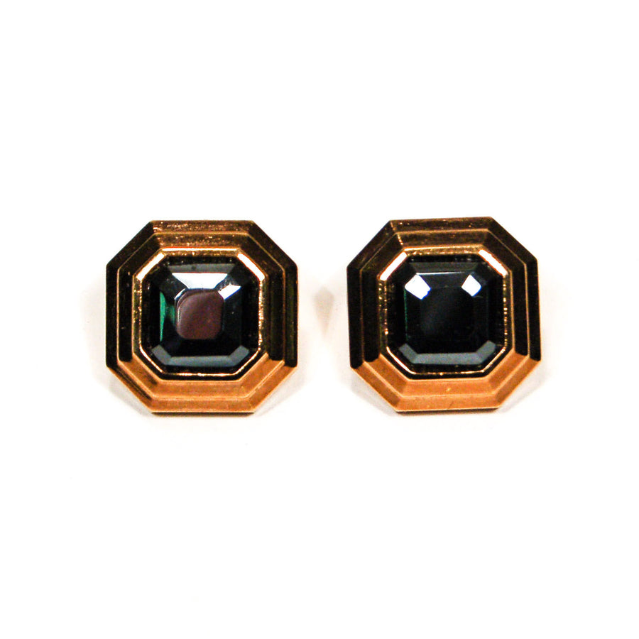 Geometric Gold and Gunmetal Earrings by Lanvin by Lanvin - Vintage Meet Modern Vintage Jewelry - Chicago, Illinois - #oldhollywoodglamour #vintagemeetmodern #designervintage #jewelrybox #antiquejewelry #vintagejewelry