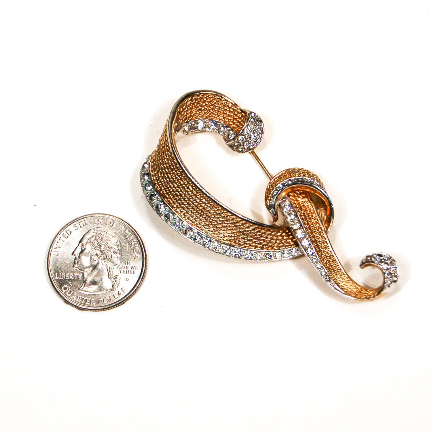 1960's Rhinestone and Gold Brooch by Boucher by Boucher - Vintage Meet Modern Vintage Jewelry - Chicago, Illinois - #oldhollywoodglamour #vintagemeetmodern #designervintage #jewelrybox #antiquejewelry #vintagejewelry