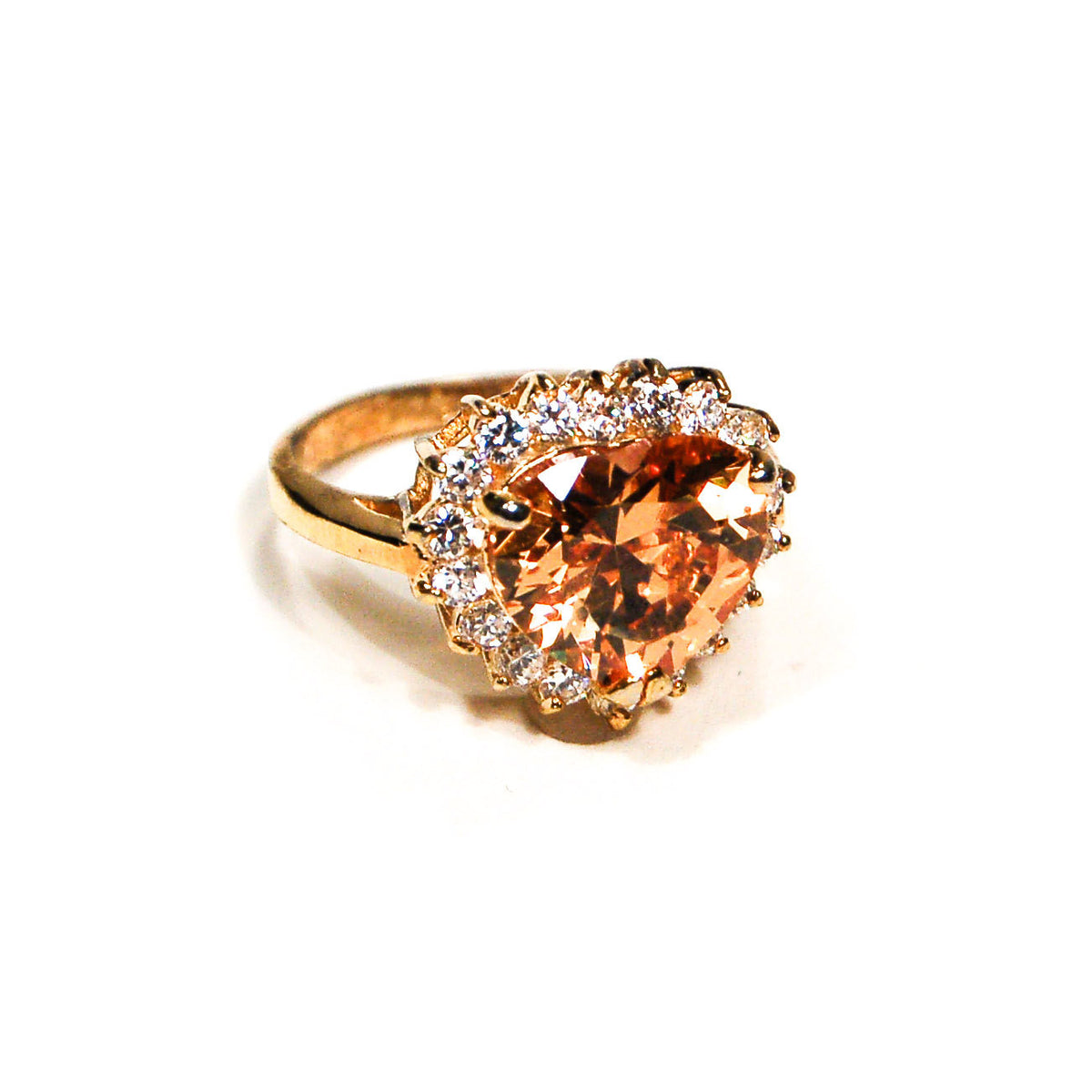 Citrine Yellow Topaz CZ Heart Ring