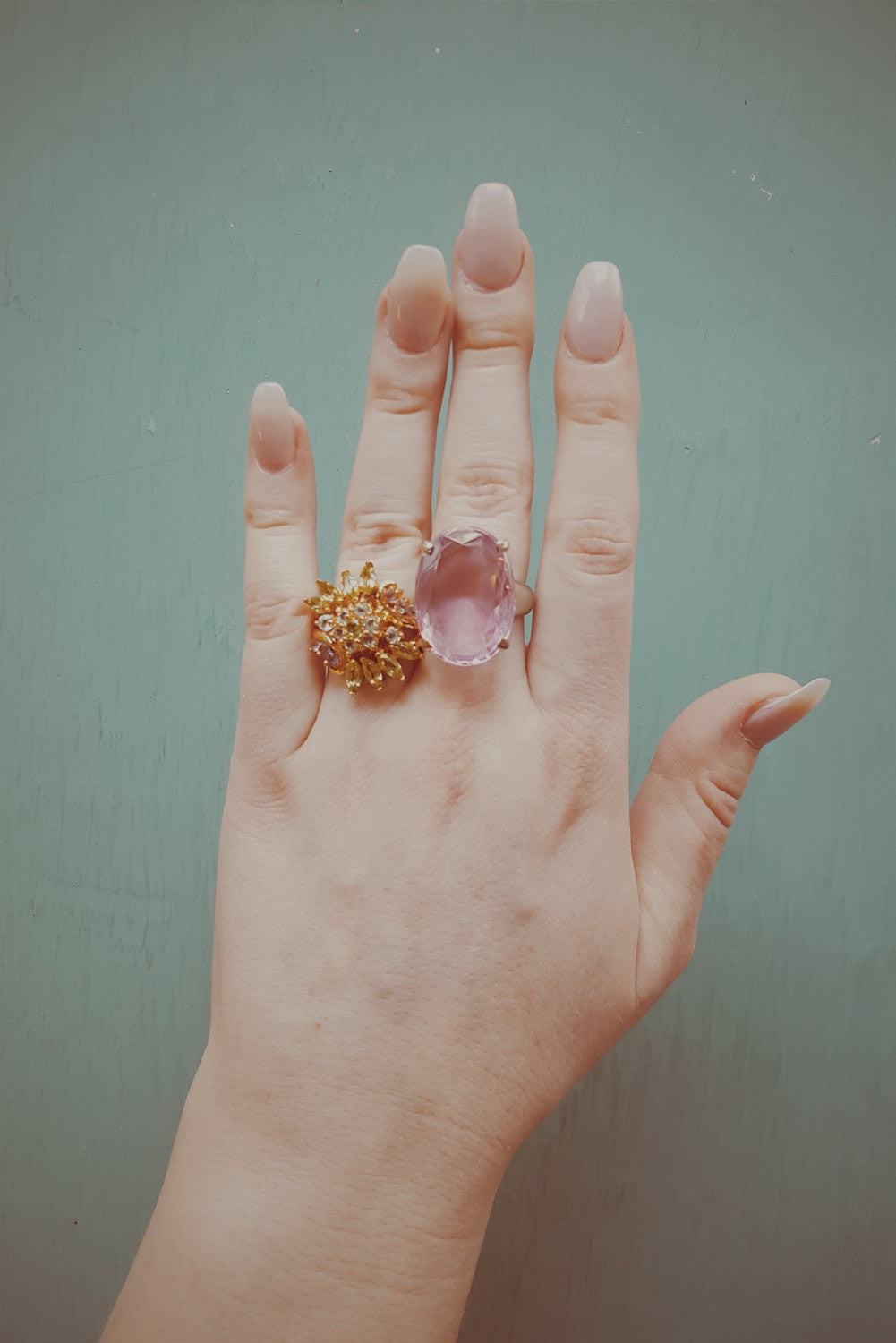 Pink Crystal Statement Ring by Unsigned Beauty - Vintage Meet Modern Vintage Jewelry - Chicago, Illinois - #oldhollywoodglamour #vintagemeetmodern #designervintage #jewelrybox #antiquejewelry #vintagejewelry