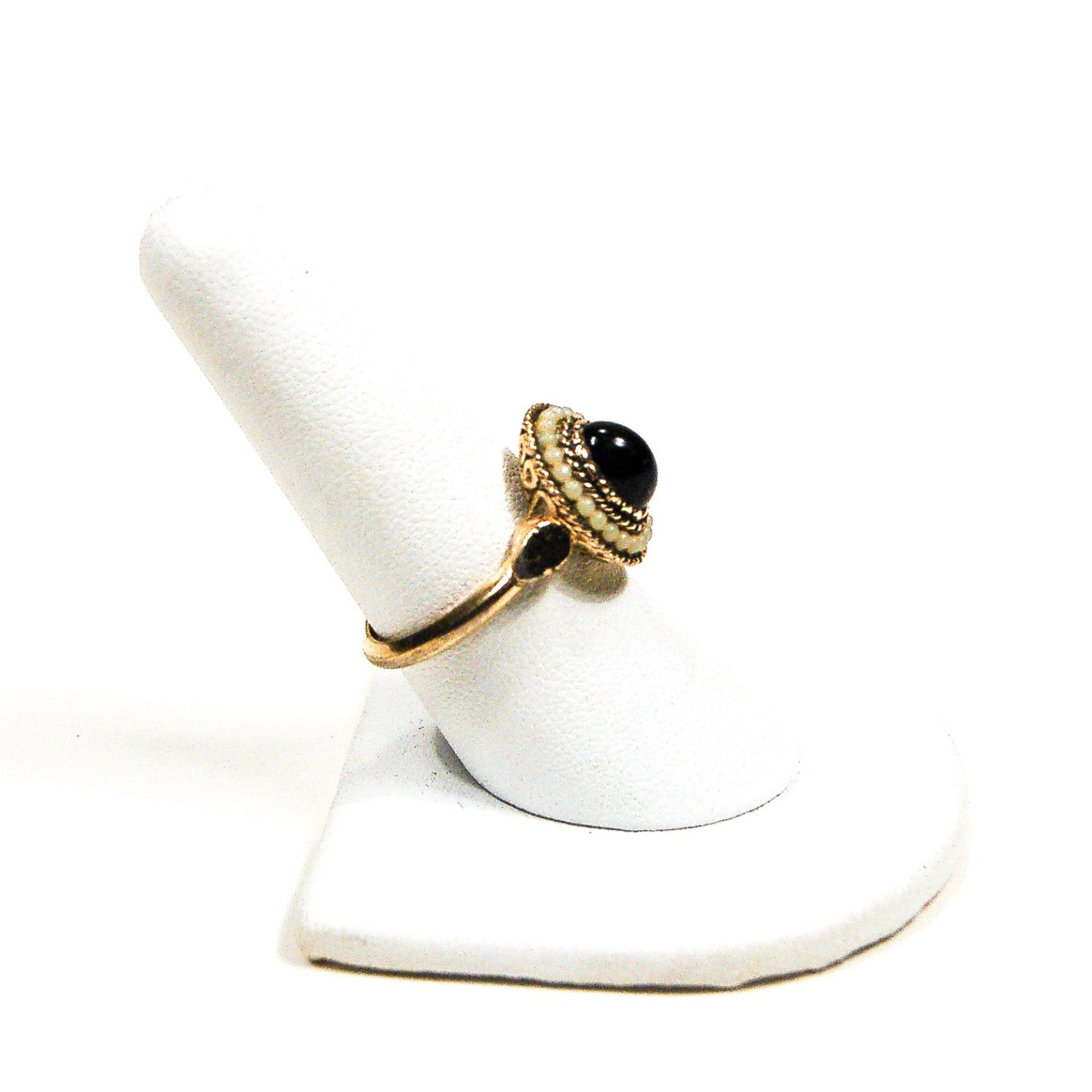 Avon Black Onyx Faux Pearl Ring by Avon - Vintage Meet Modern Vintage Jewelry - Chicago, Illinois - #oldhollywoodglamour #vintagemeetmodern #designervintage #jewelrybox #antiquejewelry #vintagejewelry