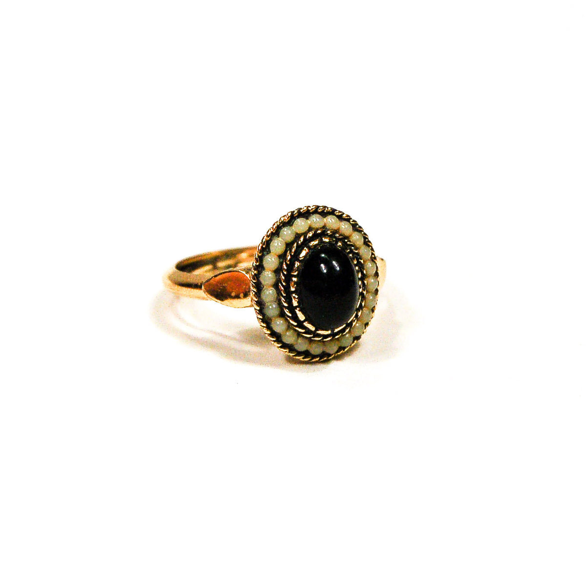 Avon Black Onyx Faux Pearl Ring