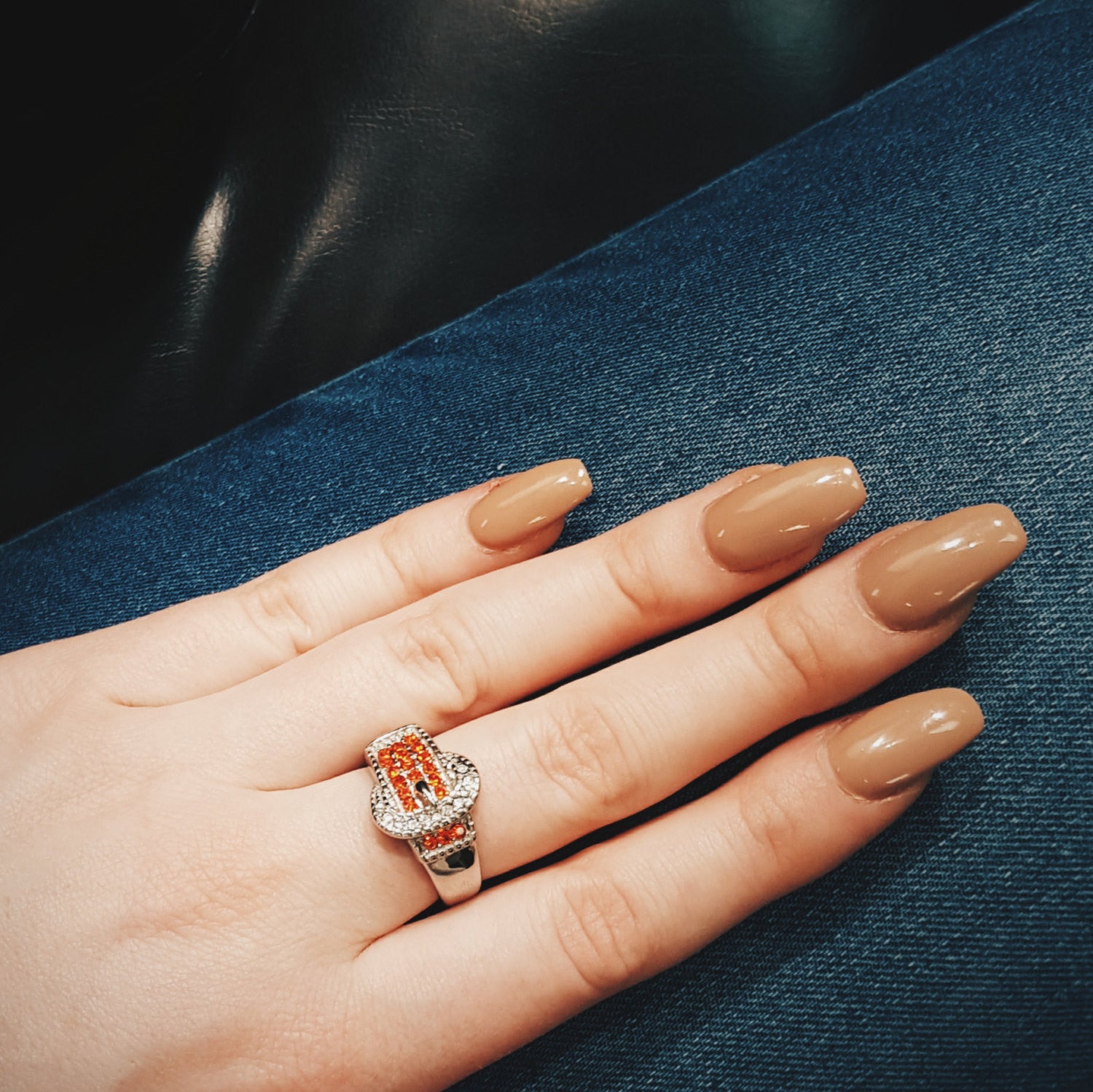 Red Rhinestone Buckle Ring by Unsigned Beauty - Vintage Meet Modern Vintage Jewelry - Chicago, Illinois - #oldhollywoodglamour #vintagemeetmodern #designervintage #jewelrybox #antiquejewelry #vintagejewelry