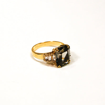 Smokey Topaz, CZ Cocktail Statement Ring by Unsigned Beauty - Vintage Meet Modern Vintage Jewelry - Chicago, Illinois - #oldhollywoodglamour #vintagemeetmodern #designervintage #jewelrybox #antiquejewelry #vintagejewelry