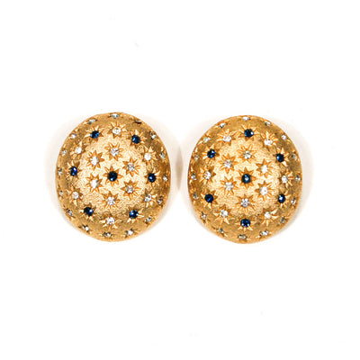 Blue, and Gold Diamante Rhinestone Star Earrings by Unsigned Beauty - Vintage Meet Modern Vintage Jewelry - Chicago, Illinois - #oldhollywoodglamour #vintagemeetmodern #designervintage #jewelrybox #antiquejewelry #vintagejewelry