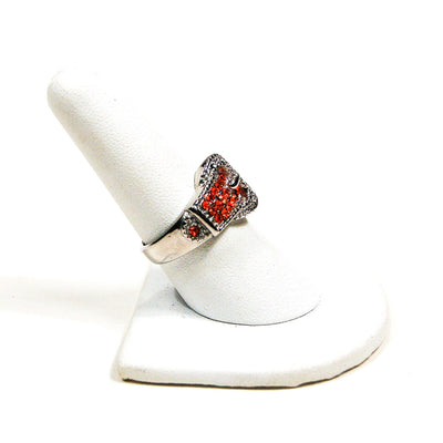 Red Rhinestone Buckle Ring by Unsigned Beauty - Vintage Meet Modern Vintage Jewelry - Chicago, Illinois - #oldhollywoodglamour #vintagemeetmodern #designervintage #jewelrybox #antiquejewelry #vintagejewelry