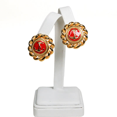 Gold and Red Anchor Earrings by Unsigned Beauty - Vintage Meet Modern Vintage Jewelry - Chicago, Illinois - #oldhollywoodglamour #vintagemeetmodern #designervintage #jewelrybox #antiquejewelry #vintagejewelry