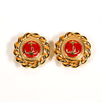 Gold and Red Anchor Earrings by Unsigned Beauty - Vintage Meet Modern Vintage Jewelry - Chicago, Illinois - #oldhollywoodglamour #vintagemeetmodern #designervintage #jewelrybox #antiquejewelry #vintagejewelry