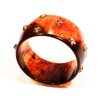 Faux Tortoise Lucite Bangle Bracelet with Stars by Unsigned Beauty - Vintage Meet Modern Vintage Jewelry - Chicago, Illinois - #oldhollywoodglamour #vintagemeetmodern #designervintage #jewelrybox #antiquejewelry #vintagejewelry