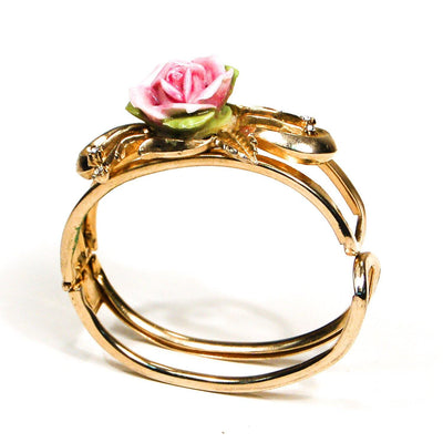 Coro Pink Rose and Rhinestone Bracelet by Coro - Vintage Meet Modern Vintage Jewelry - Chicago, Illinois - #oldhollywoodglamour #vintagemeetmodern #designervintage #jewelrybox #antiquejewelry #vintagejewelry
