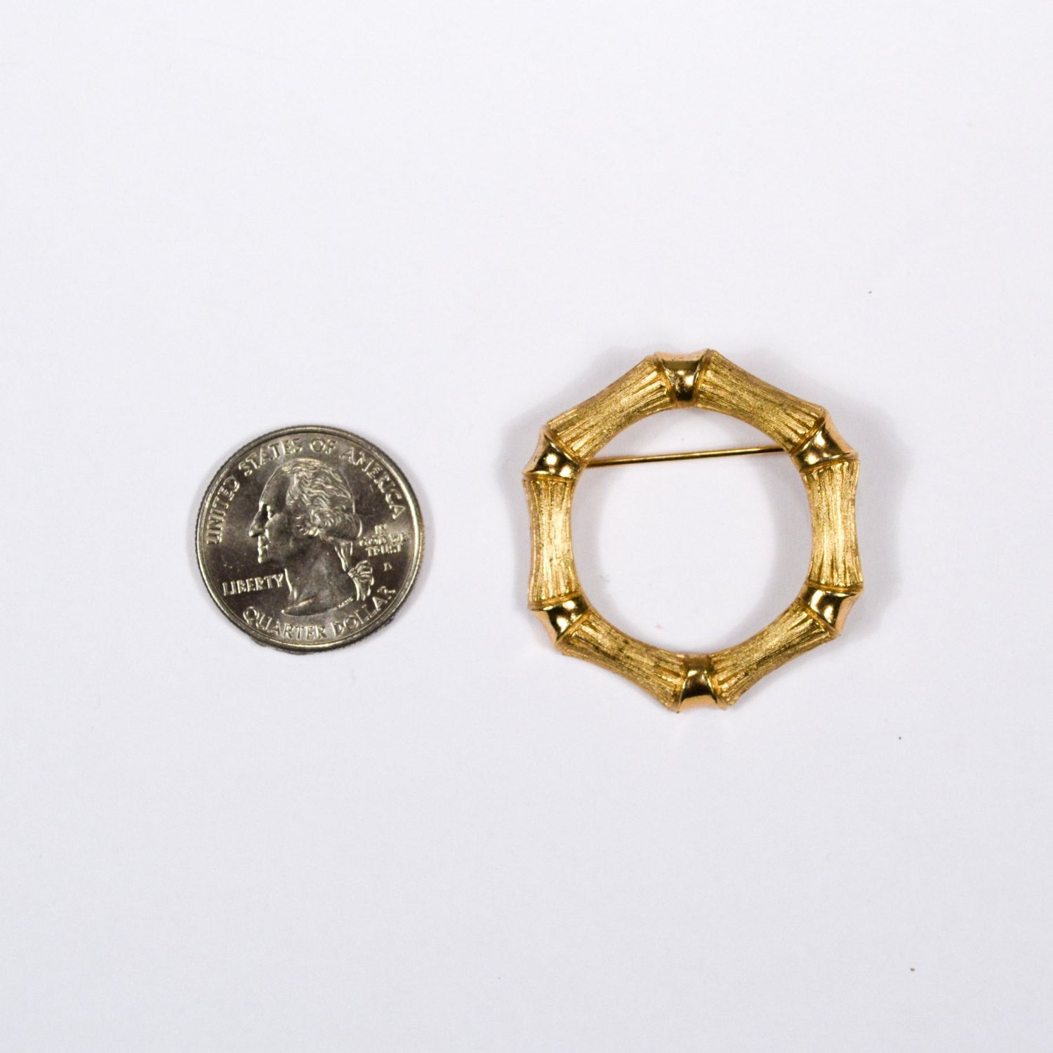 Gold Tone Bamboo Wreath Brooch by Avon by Avon - Vintage Meet Modern Vintage Jewelry - Chicago, Illinois - #oldhollywoodglamour #vintagemeetmodern #designervintage #jewelrybox #antiquejewelry #vintagejewelry