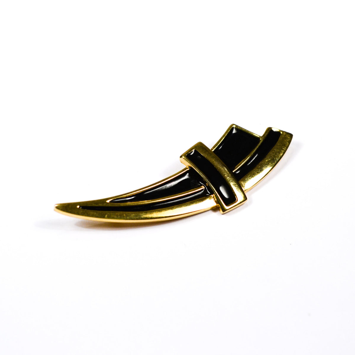 Black and Gold Crest Brooch by Monet