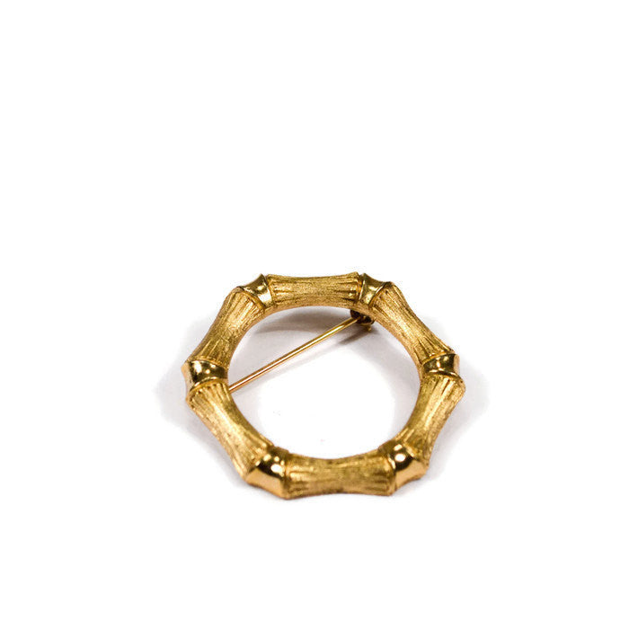Gold Tone Bamboo Wreath Brooch by Avon by Avon - Vintage Meet Modern Vintage Jewelry - Chicago, Illinois - #oldhollywoodglamour #vintagemeetmodern #designervintage #jewelrybox #antiquejewelry #vintagejewelry