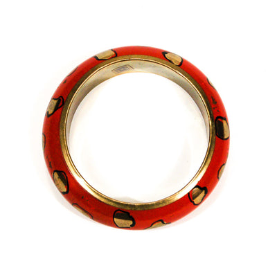 Red and Gold Cheetah Print Bangle Bracelet by Unsigned Beauty - Vintage Meet Modern Vintage Jewelry - Chicago, Illinois - #oldhollywoodglamour #vintagemeetmodern #designervintage #jewelrybox #antiquejewelry #vintagejewelry