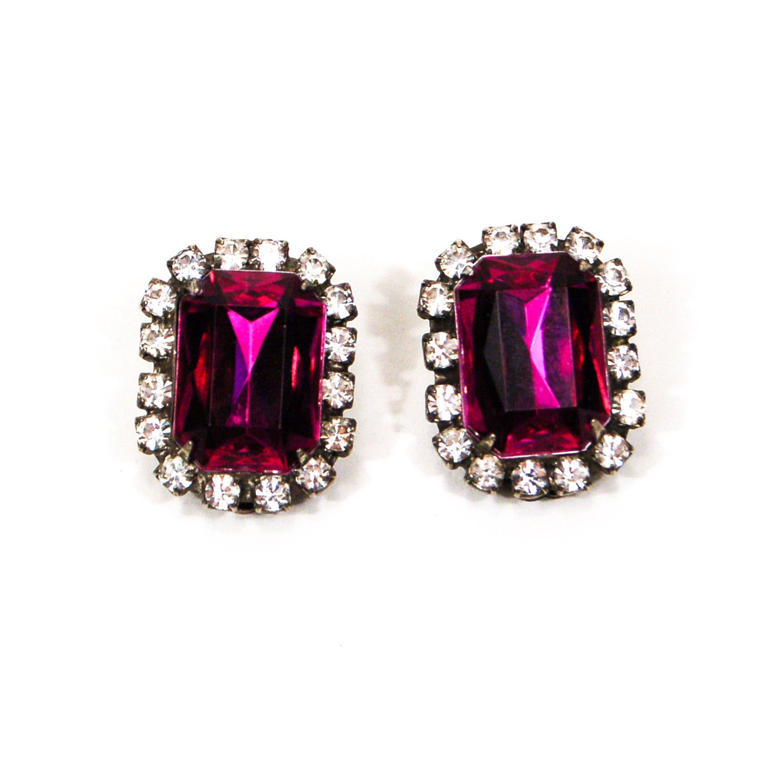Purple and Rhinestone Earrings by Unsigned Beauty - Vintage Meet Modern Vintage Jewelry - Chicago, Illinois - #oldhollywoodglamour #vintagemeetmodern #designervintage #jewelrybox #antiquejewelry #vintagejewelry