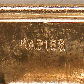 Rare Napier Repousse Cuff Bracelet, Gold Tone with Faux Turquoise Cabochons by Napier - Vintage Meet Modern Vintage Jewelry - Chicago, Illinois - #oldhollywoodglamour #vintagemeetmodern #designervintage #jewelrybox #antiquejewelry #vintagejewelry