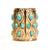 Rare Napier Repousse Cuff Bracelet, Gold Tone with Faux Turquoise Cabochons