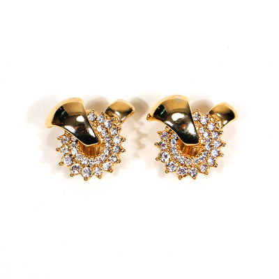 Gold and Rhinestone Knot Statement Earrings by Unsigned Beauty - Vintage Meet Modern Vintage Jewelry - Chicago, Illinois - #oldhollywoodglamour #vintagemeetmodern #designervintage #jewelrybox #antiquejewelry #vintagejewelry