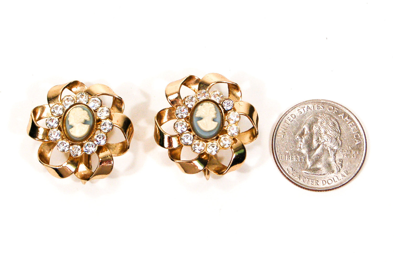 Wedgewood Blue and Rhinestone Cameo Earrings by Unsigned Beauty - Vintage Meet Modern Vintage Jewelry - Chicago, Illinois - #oldhollywoodglamour #vintagemeetmodern #designervintage #jewelrybox #antiquejewelry #vintagejewelry
