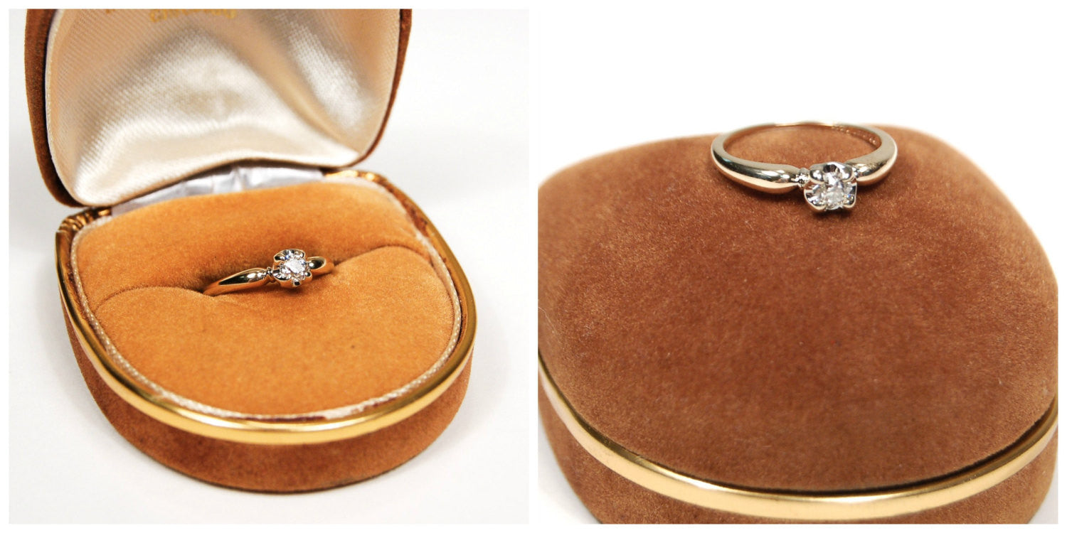 Diamond Engagement Ring set in 14kt Yellow Gold by Granat Brothers by Granat Brothers - Vintage Meet Modern Vintage Jewelry - Chicago, Illinois - #oldhollywoodglamour #vintagemeetmodern #designervintage #jewelrybox #antiquejewelry #vintagejewelry