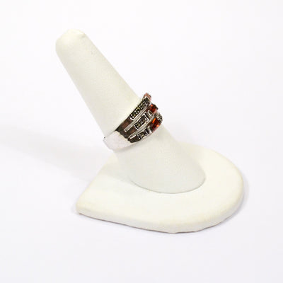 Garnet and Marcasite Sterling Silver Stacked Band Ring by Sterling Silver - Vintage Meet Modern Vintage Jewelry - Chicago, Illinois - #oldhollywoodglamour #vintagemeetmodern #designervintage #jewelrybox #antiquejewelry #vintagejewelry