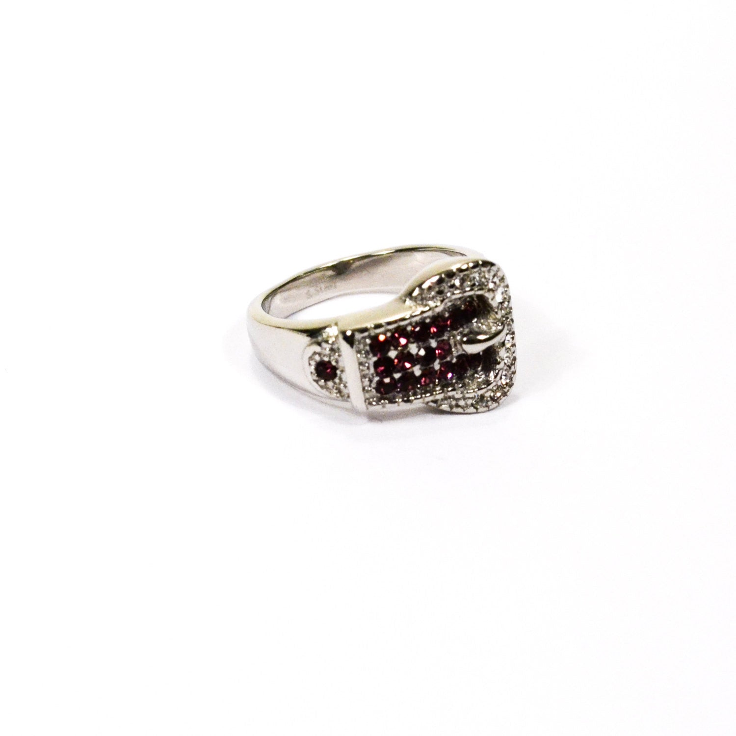 Purple Rhinestone Buckle Ring by Unsigned Beauty - Vintage Meet Modern Vintage Jewelry - Chicago, Illinois - #oldhollywoodglamour #vintagemeetmodern #designervintage #jewelrybox #antiquejewelry #vintagejewelry