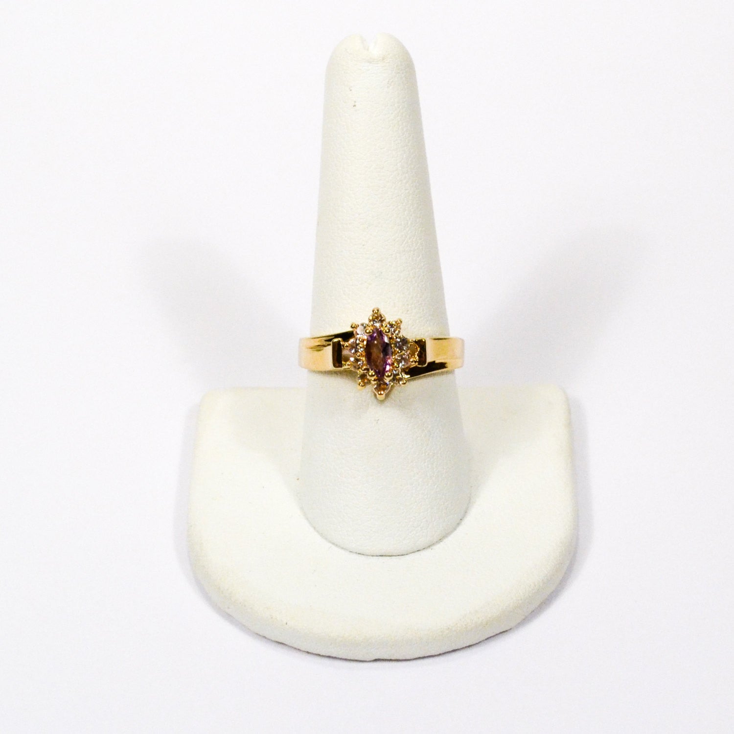 Amethyst and CZ Gold Plated Ring by Unsigned Beauty - Vintage Meet Modern Vintage Jewelry - Chicago, Illinois - #oldhollywoodglamour #vintagemeetmodern #designervintage #jewelrybox #antiquejewelry #vintagejewelry