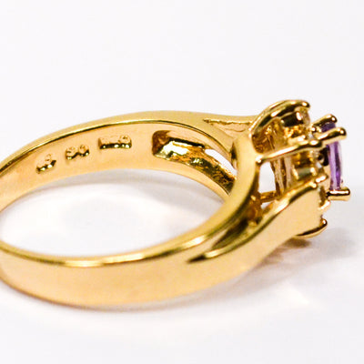 Amethyst and CZ Gold Plated Ring by Unsigned Beauty - Vintage Meet Modern Vintage Jewelry - Chicago, Illinois - #oldhollywoodglamour #vintagemeetmodern #designervintage #jewelrybox #antiquejewelry #vintagejewelry