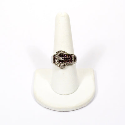 Purple Rhinestone Buckle Ring by Unsigned Beauty - Vintage Meet Modern Vintage Jewelry - Chicago, Illinois - #oldhollywoodglamour #vintagemeetmodern #designervintage #jewelrybox #antiquejewelry #vintagejewelry