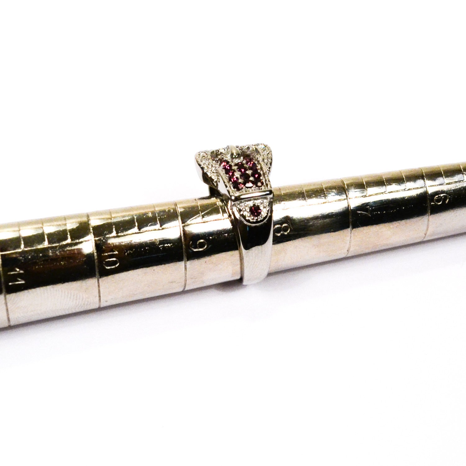Purple Rhinestone Buckle Ring by Unsigned Beauty - Vintage Meet Modern Vintage Jewelry - Chicago, Illinois - #oldhollywoodglamour #vintagemeetmodern #designervintage #jewelrybox #antiquejewelry #vintagejewelry