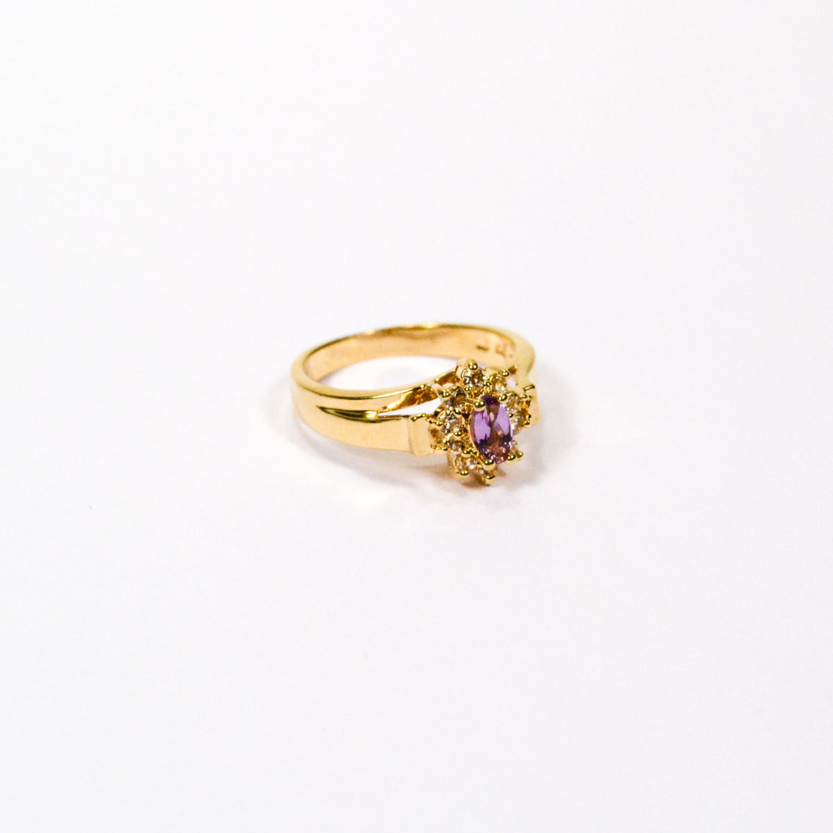 Amethyst and CZ Gold Plated Ring